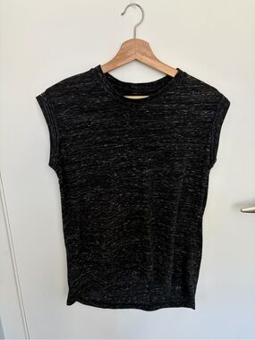 Forever 21 Black Heather Cap-Sleeve Tee